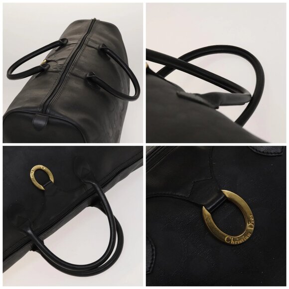 Christian Dior Trotter Canvas Boston Bag Black Gold Auth SW984 - Picture 16 of 16